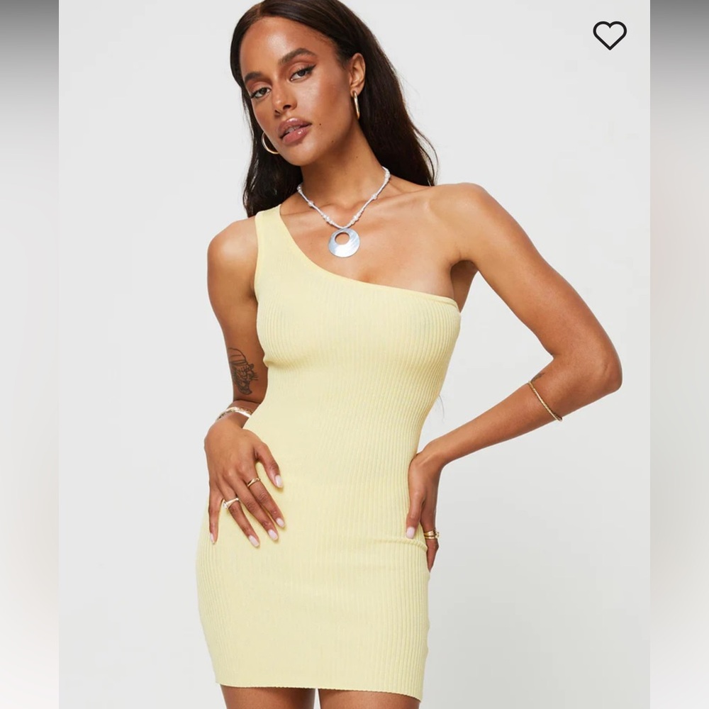 Princess Polly yellow one shoulder mini dress